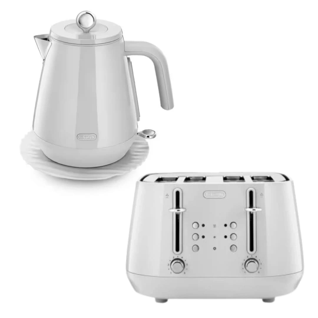 De'Longhi KBY3001CTY4003W Eclettica White Kettle & Toaster Set – White