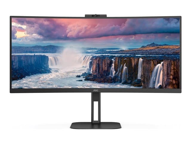 AOC - Value-line CU34V5CW/BK - V5 series - LED monitor - curved - 34" - 3440 x 1440 WQHD @ 100 Hz - VA - 300 cd/m² - 3000:1 - 4 ms - HDMI, DisplayPort, USB-C - speakers - black