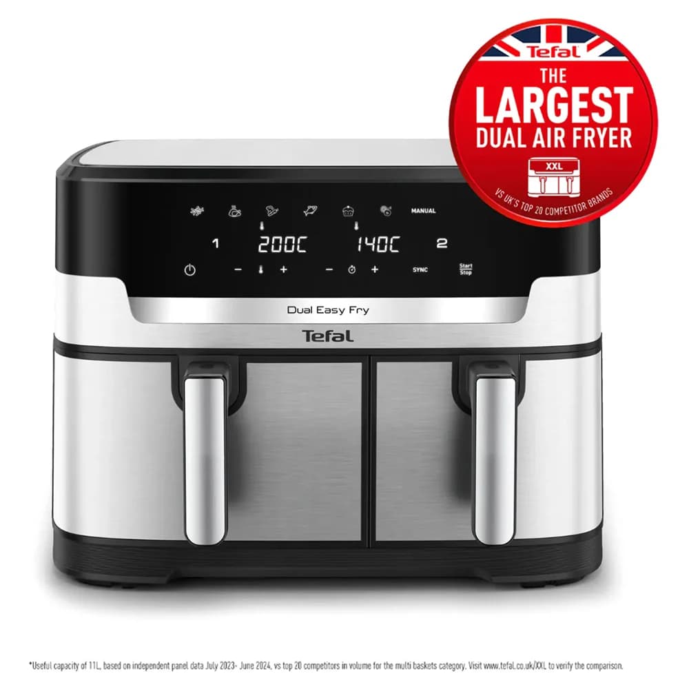 Tefal Easy Fry Dual XXL 11L Air Fryer - Stainless Steel | EY942DG1