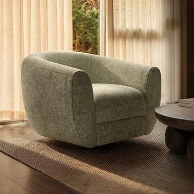 Sage Green Chenille Round Swivel Tub Chair - Celine