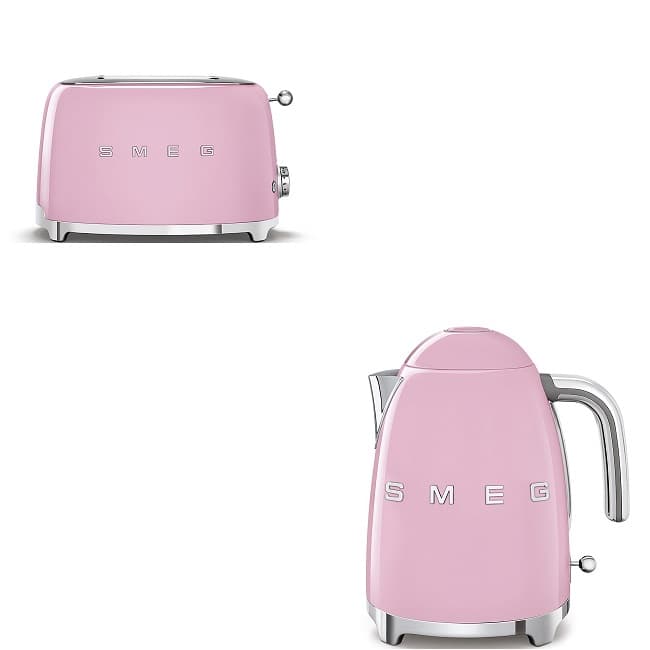 Smeg 50's Retro Kettle & 4 Slice Toaster Set - Pink | KLF03PKUK + TSF03PKUK