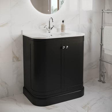 800mm Black Curved Freestanding Vanity Unit with Basin - Bowland