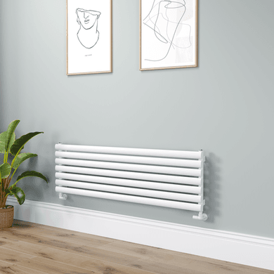 Sorrento Linea White Oval Designer Radiator 413x1400mm Single Panel 2321 BTU - Horizontal Bars