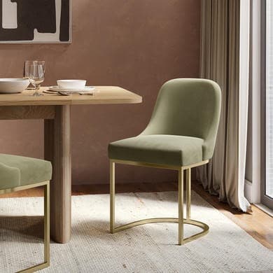 Sage Green and Gold - Upholstered Dining Chairs - Callie