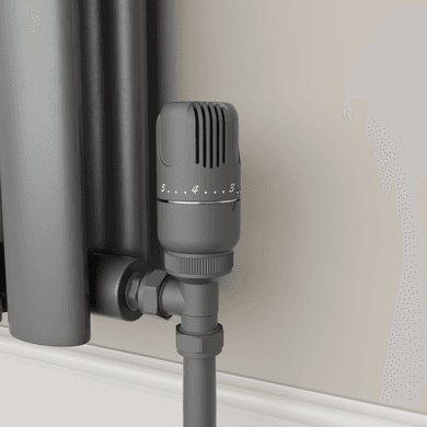 Elego Anthracite Gray Modern TRV Angled Thermostatic Radiator Valves With Lockshield