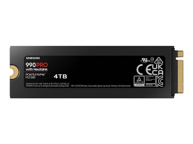 SAMSUNG - 990 PRO MZ-V9P4T0GW - SSD - encrypted - 4 TB - internal - M.2 2280 - PCIe 4.0 x4 (NVMe) - 256-bit AES - TCG Opal Encryption 2.0 - integrated heatsink