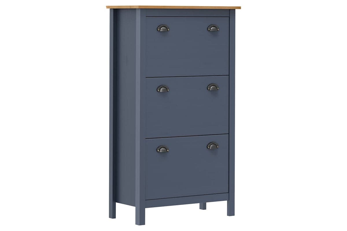 vidaXL 289005 Shoe Cabinet Hill Grey 72x35x124cm Solid Pine Wood