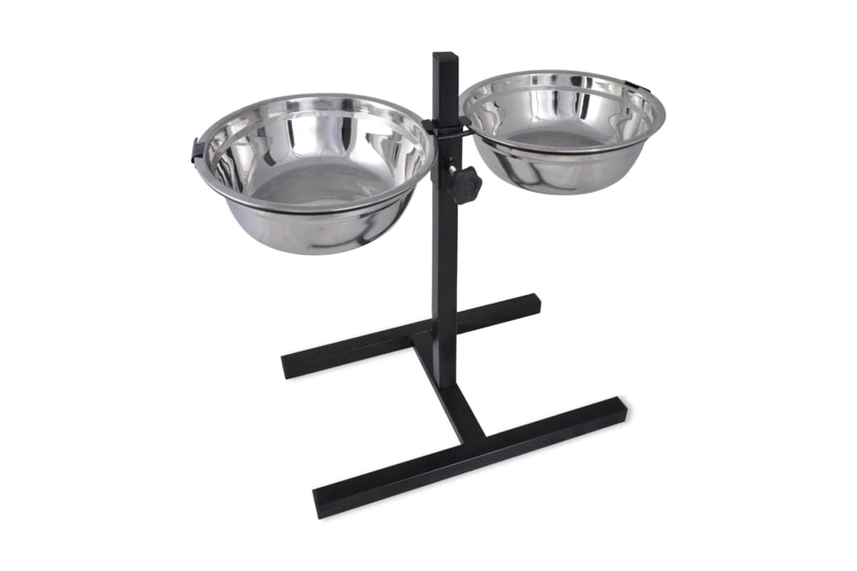 Vidaxl 170093 Adjustable Double Diner Pet Dog Feeding Stand & 2 X 4.1l Stainless Steel Bowls