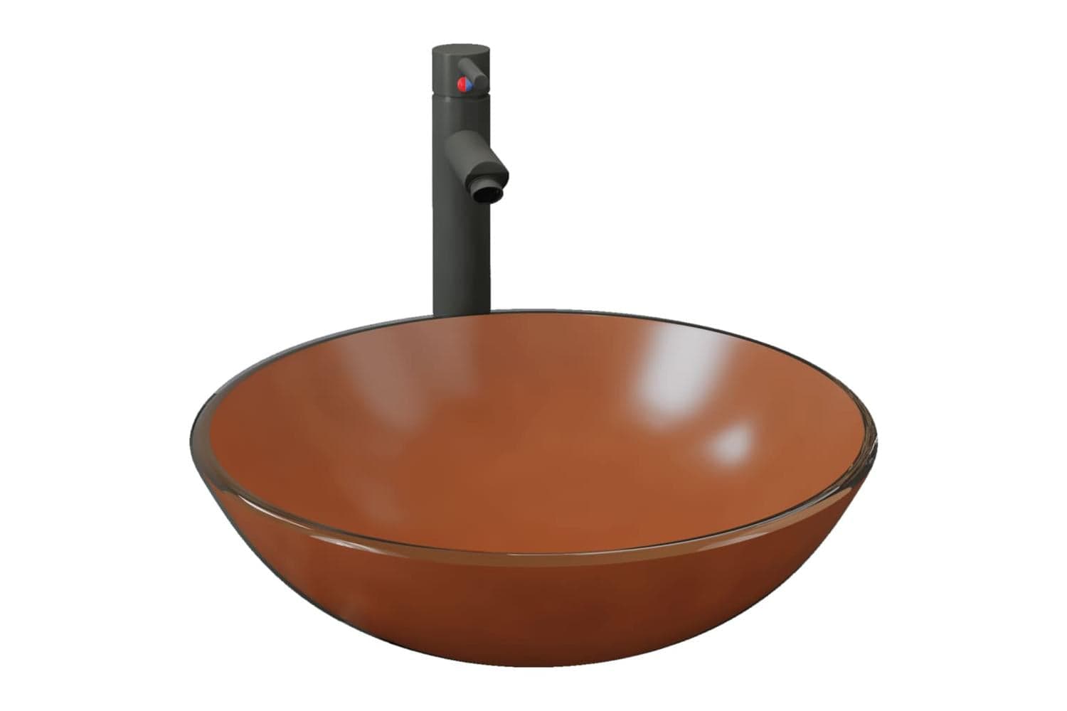 Vidaxl 3098457 Bathroom Sink With Tap And Push Drain Brown Tempered Glass