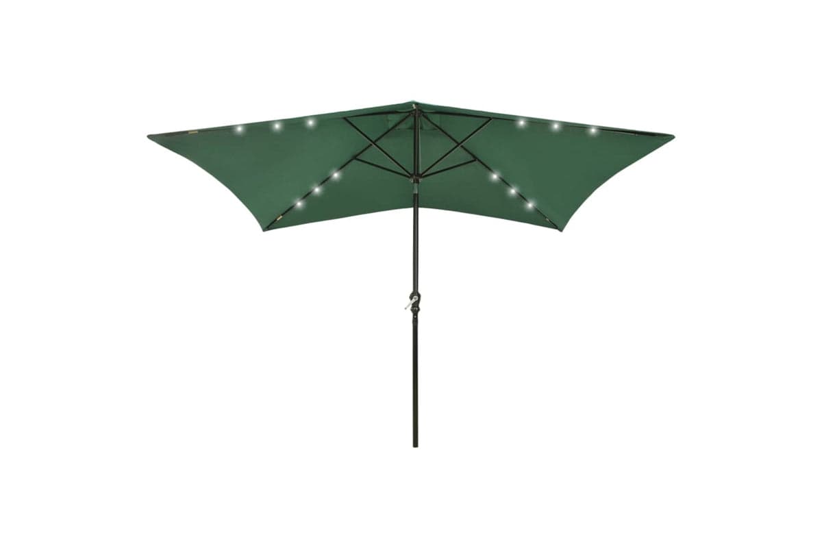 Vidaxl 313786 Parasol With Leds And Steel Pole Green 2x3 M