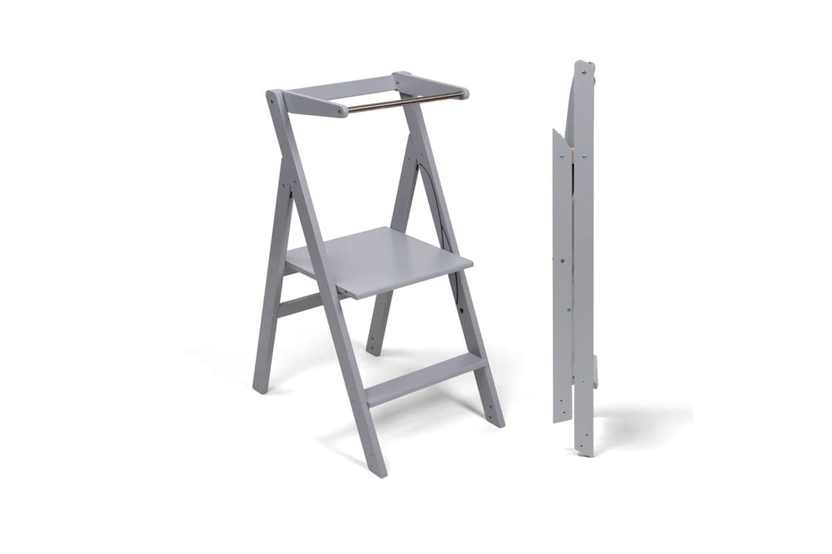 Ette Tete Foldable Helper Tower Stepnfold Gray With Extra Support | Helper Tower | Wood | Adjustable Height