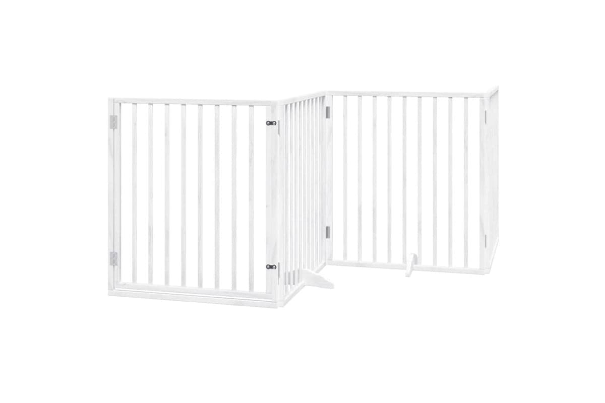 Vidaxl Dog Gate With Door Foldable 4 Panels White 320 Cm Poplar Wood