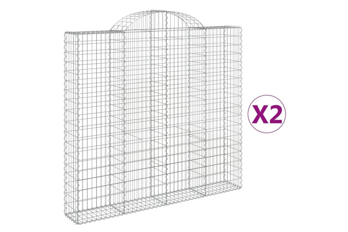 vidaXL 3146194 Arched Gabion Baskets 2 Pcs 200x30x180/200cm Galvanised Iron