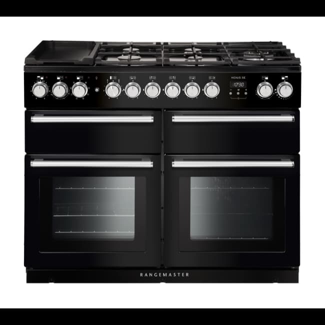 Rangemaster Nexus SE 110 Dual Fuel - Black with Chrome Trim | NEXSE110DFFBL-C