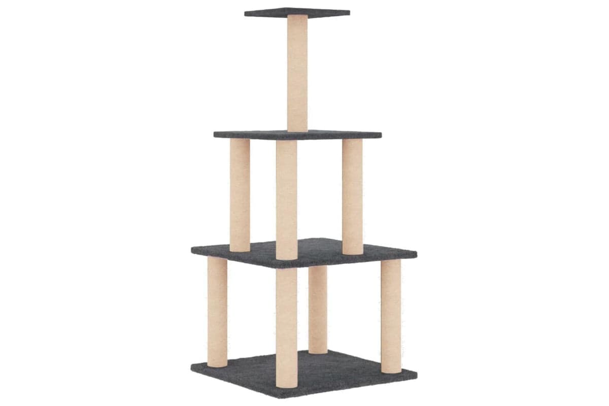 Cat Tree With Sisal Scratching Posts Dark Grey 111 Cm