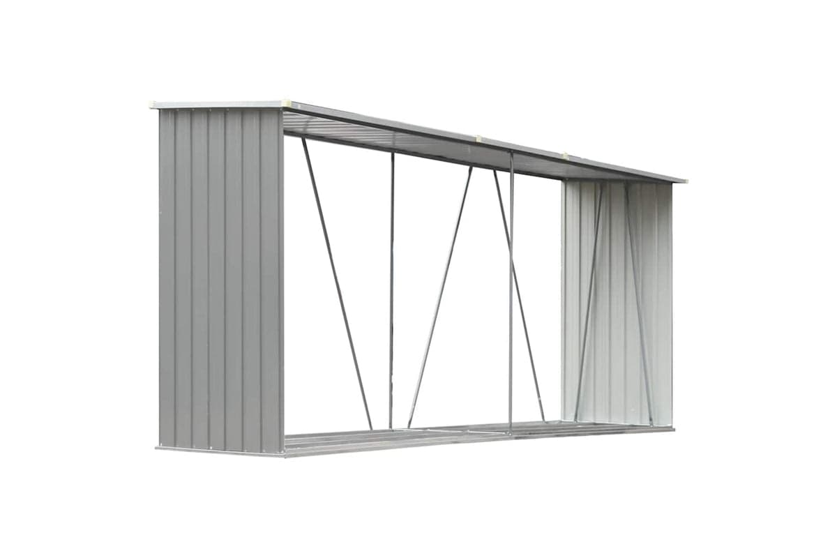 vidaXL 44859 Garden Log Storage Shed Galvanised Steel 330x84x152cm Grey