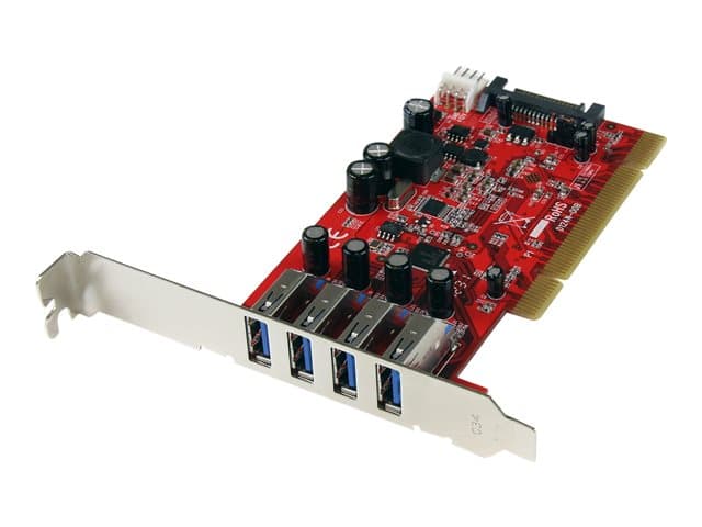 STARTECH.COM - Startech 4 Port PCI SuperSpeed USB 3.0 Adapter Card with SATA/SP4 Power - Quad Port PCI USB 3 Controller Card (PCIUSB3S4) - USB adapter - PCI-X - USB 3.0 x 4
