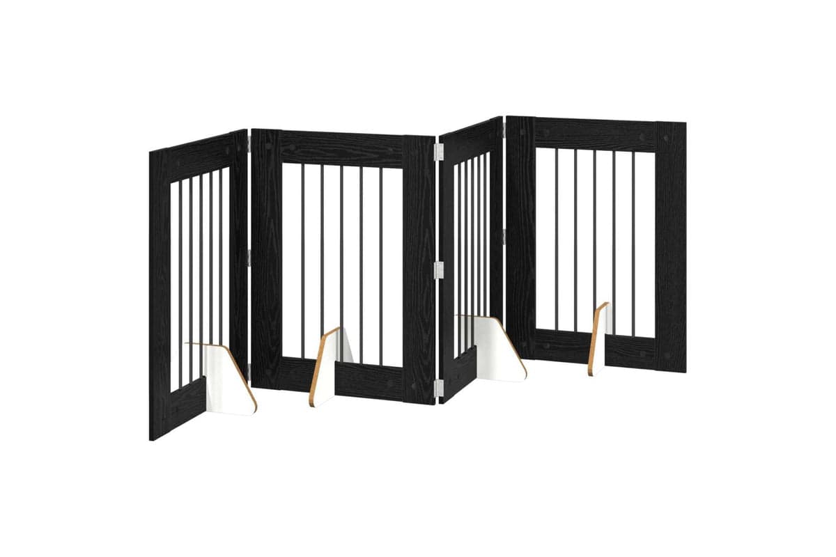 Vidaxl Foldable Dog Gate With Stands 4 Pcs Black Oak 241 Cm