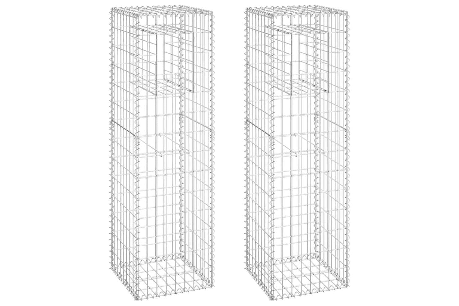 vidaXL 151263 Gabion Basket Posts 2 Pcs 40x40x140cm Iron