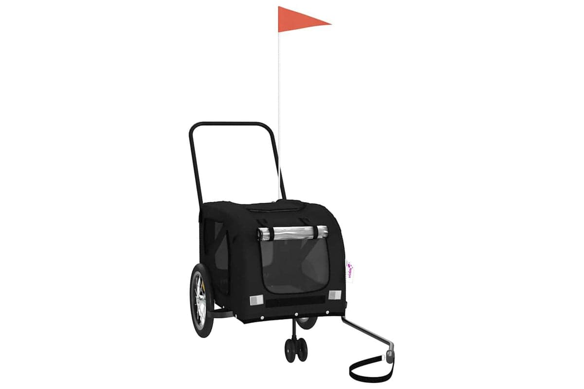 Vidaxl Pet Bike Trailer Black Oxford Fabric And Iron