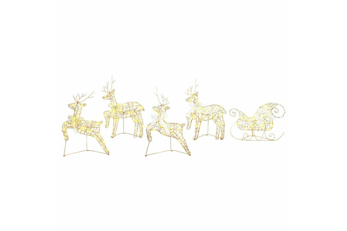 Vidaxl Led Reindeers With 40 Leds 5 Pcs Gold Pet