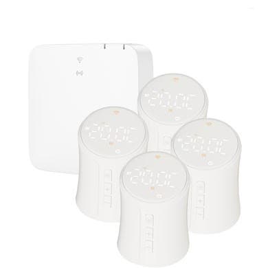 electriQ Smart TRV Valves (4 Pairs) with Zigbee Hub - White