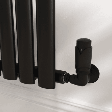 Elego Matte Black Modern TRV Corner Thermostatic Radiator Valves With Lockshield