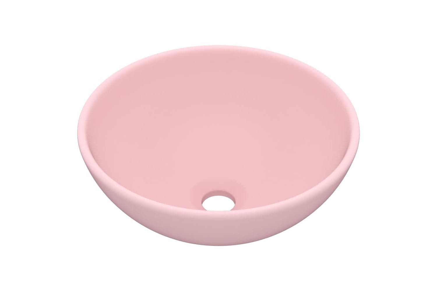 vidaXL 146966 Luxury Bathroom Basin Round Matt Pink 32.5x14cm Ceramic