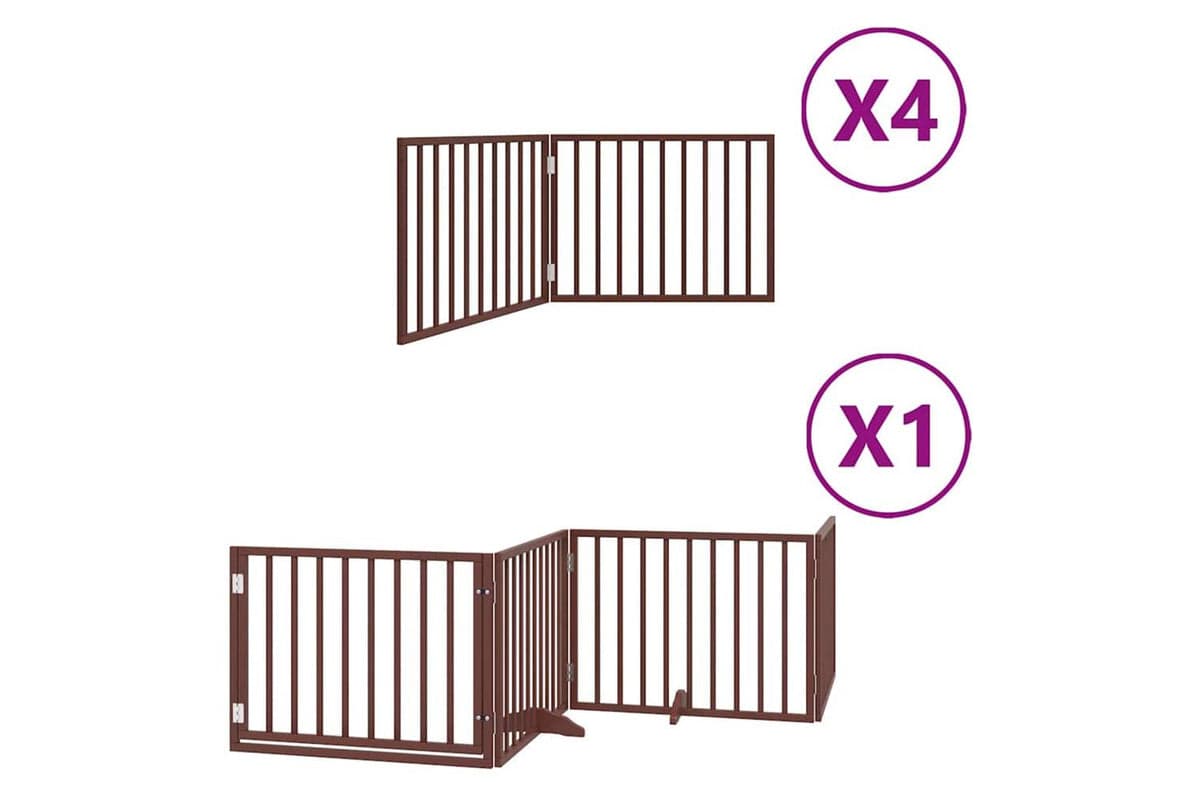 Vidaxl Dog Gate With Door Foldable 12 Panels Brown 960 Cm Poplar Wood