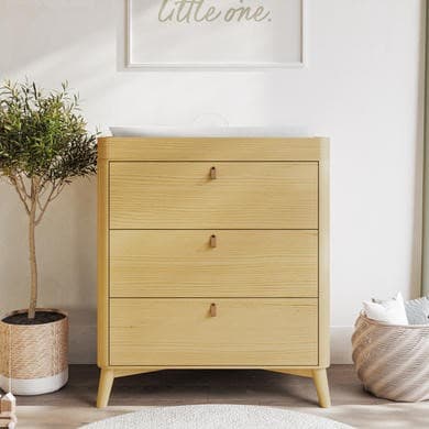 Wooden Changing Table in Oak Finish with Drawers - Luna