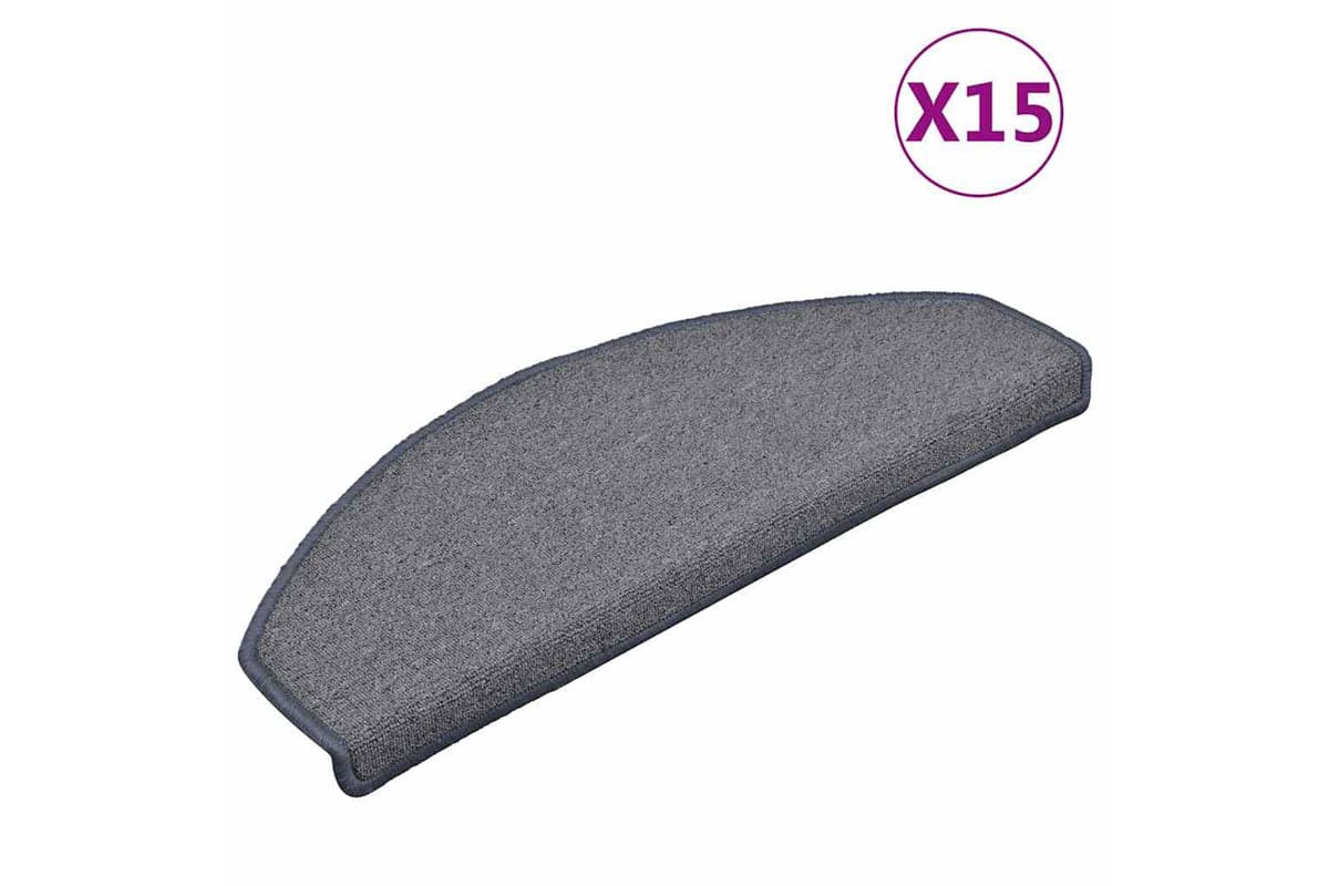 vidaXL 322375 Carpet Stair Treads 15 Pcs Light Grey And Blue 65x24x4cm