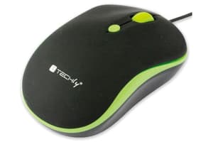 Techly Wired Optical USB Mouse | Black/Green