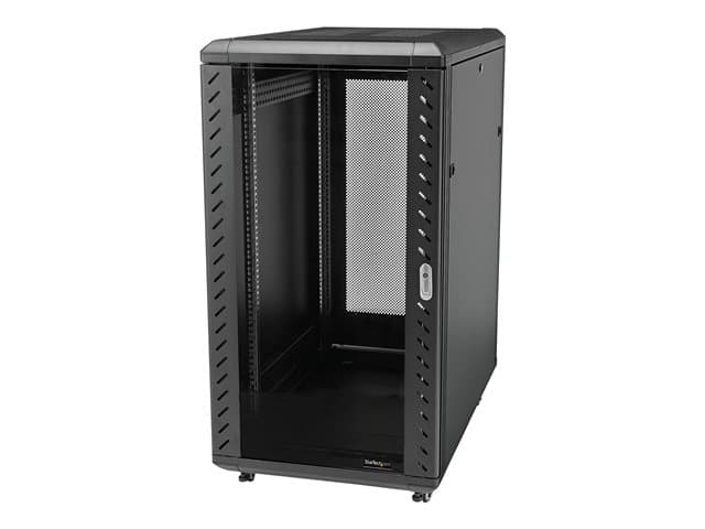 STARTECH.COM - Startech 32U 19" Server Rack Cabinet, Adjustable Depth 6-32 inch, Lockable 4-Post Network/Data/AV Equipment Rack Enclosure w/ Glass Door & Casters, Flat Pack, 1763lb/800kg Capacity - Free Standing Server Rack (RK3236BKF) - Rack cabinet - 4-post - floor-st