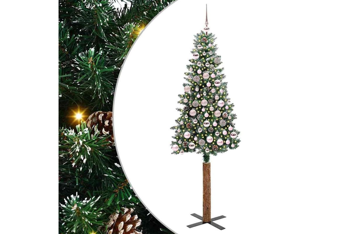 Vidaxl Slim Christmas Tree With 300 Leds Green And White 180 Cm