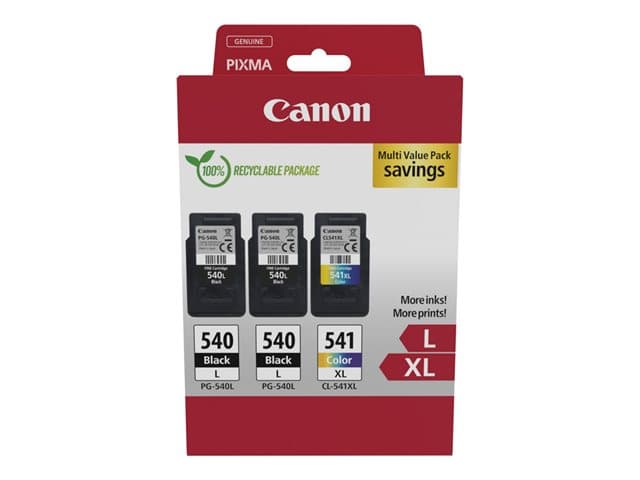 CANON - 540L x2/CL-541XL Multipack - 3-pack - High Yield - black, colour (cyan, magenta, yellow) - original - ink cartridge