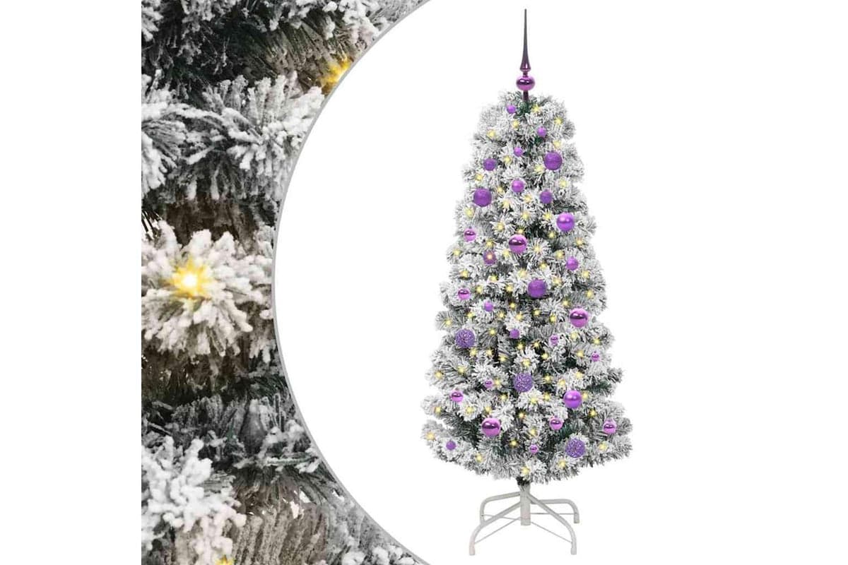 Vidaxl Artificial Hinged Christmas Tree Green And White 150 Cm