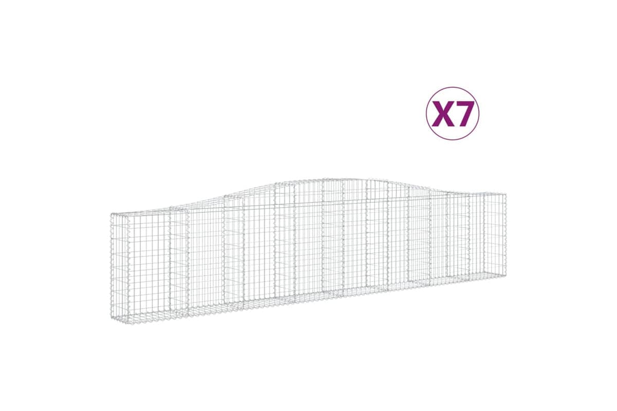 vidaXL 3145818 Arched Gabion Baskets 7 Pcs 400x30x80/100cm Galvanised Iron
