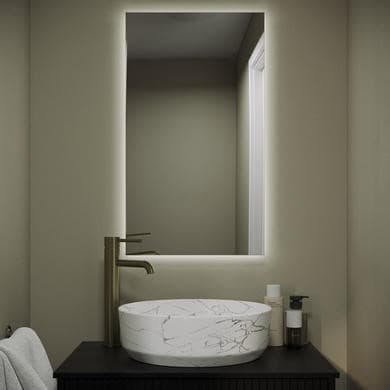 Vela Rectangular Backlit Heated Bathroom Mirror