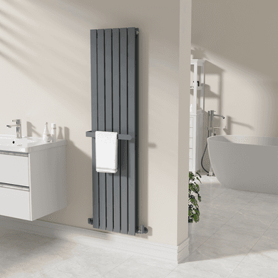 Anthracite Designer Wall-Mounted Towel Holder for Steel & Electric Radiators - 420mm