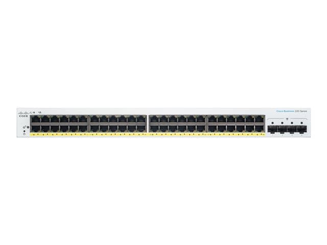 CISCO - Business 220 Series CBS220-48P-4G - Switch - smart - 48 x 10/100/1000 (PoE+) + 4 x Gigabit SFP (uplink) - rack-mountable - PoE+ (382 W)