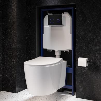 Wall Hung Toilet with Soft Close Seat Glass Sensor Pneumatic Flush Plate 1170mm Frame & Cistern - Alcor