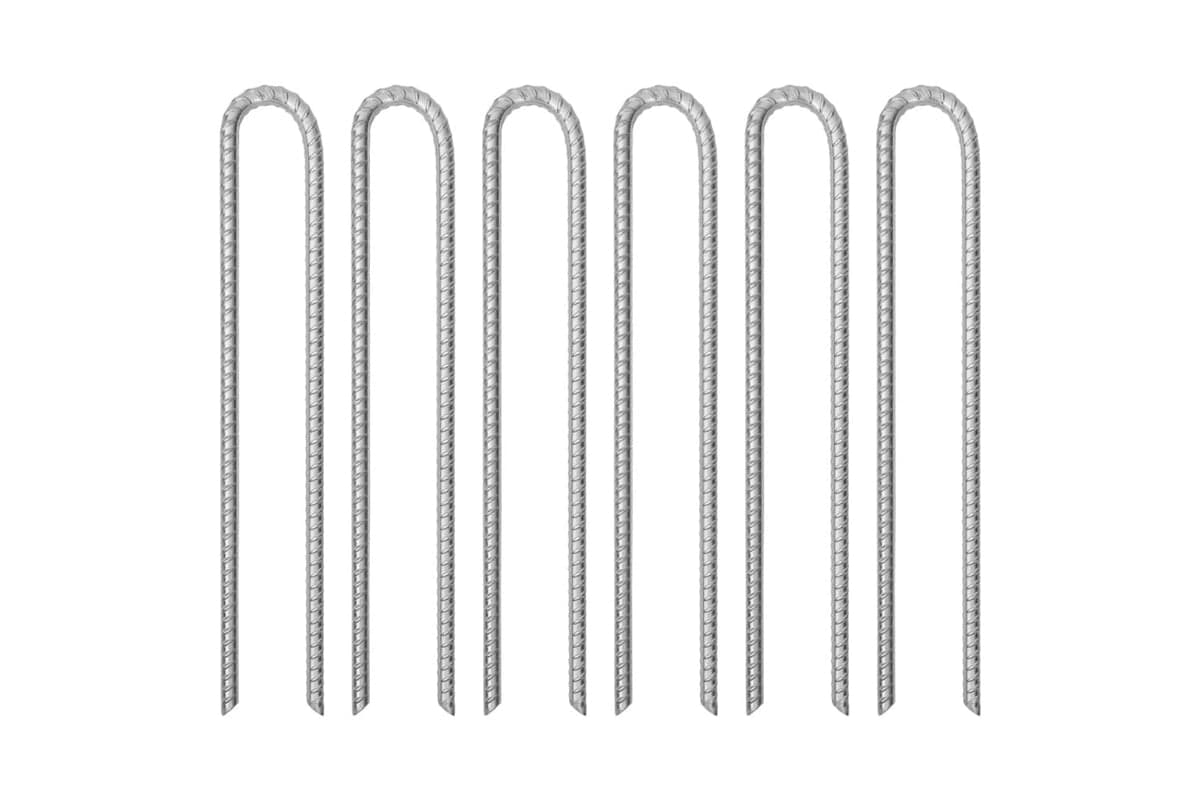 vidaXL 4009349 Tent Pegs 6 Pcs U-shaped 41.5cm x 12mm Galvanised Steel