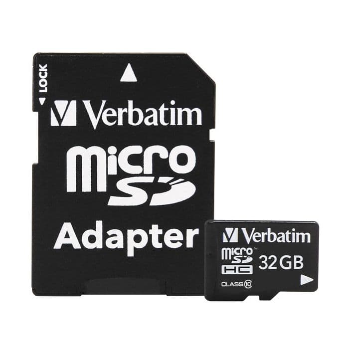 Verbatim 44083, 32GB Premium MicroSDHC Memory Card w/ Adapter