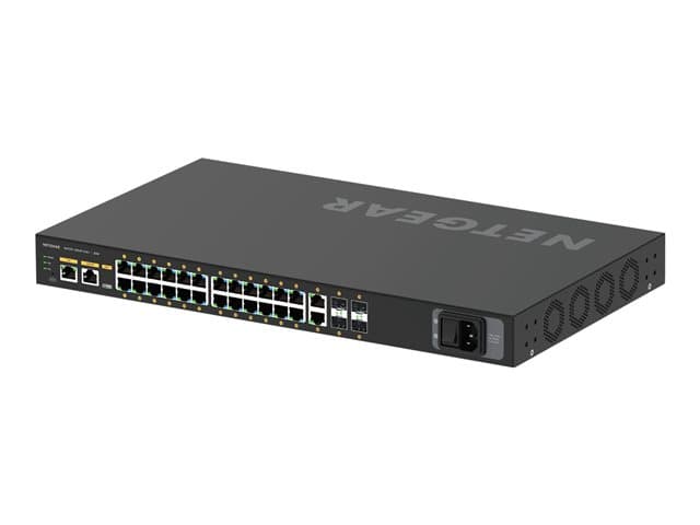 NETGEAR - AV Line M4250-26G4F-PoE+ - Switch - L3 - Managed - 24 x 10/100/1000 (PoE+) + 2 x 10/100/1000 + 4 x 1000Base-X SFP - side to side airflow - rack-mountable - PoE+ (300 W)