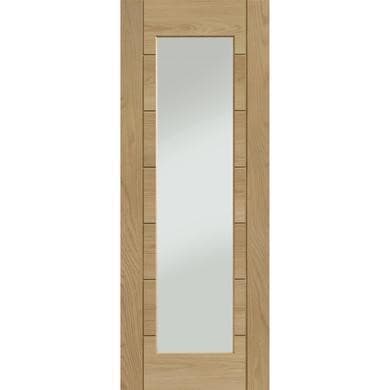 Internal Oak FD30 Fire Door with Clear Glass - 1-Light - Pre-Finished - Palermo Premium - XL Joinery