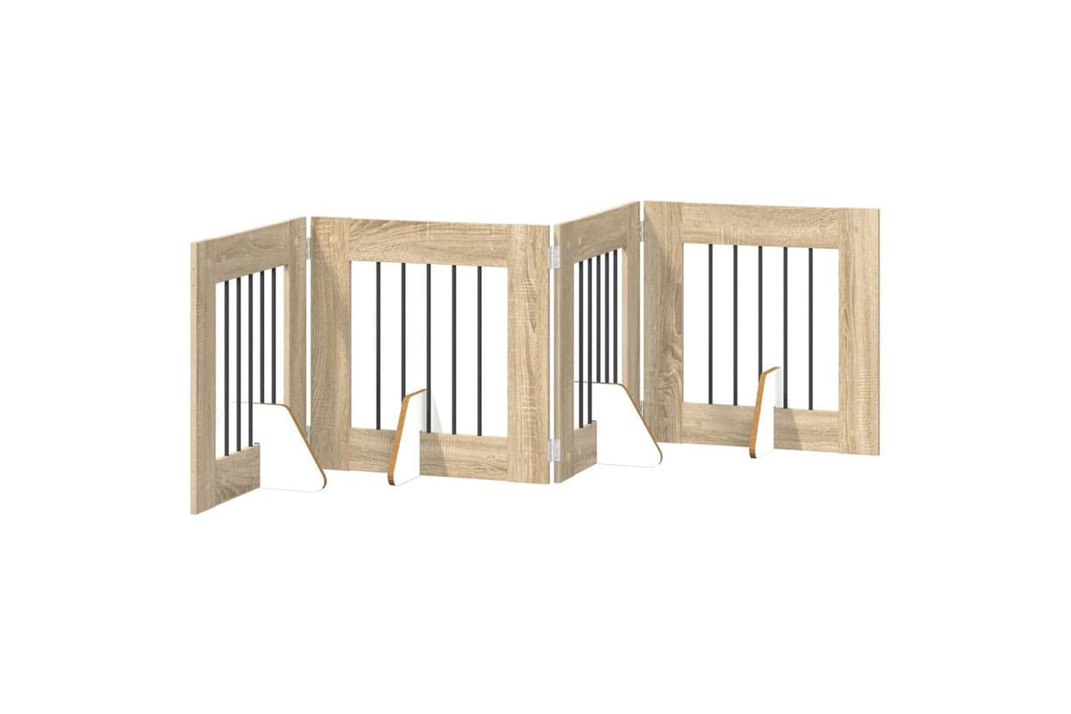 Vidaxl Foldable Dog Gate With Stands 4 Pcs Sonoma Oak 241 Cm