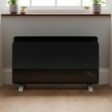 electriQ 2000W Smart Curved Designer Glass Panel Heater - Wall Mountable & Bathroom Safe - Black