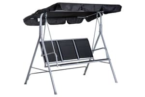 Outsunny 3 Seater Swing Chair | Black/Silver