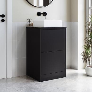 500mm Black Freestanding Countertop Vanity Unit with Basin - Palma