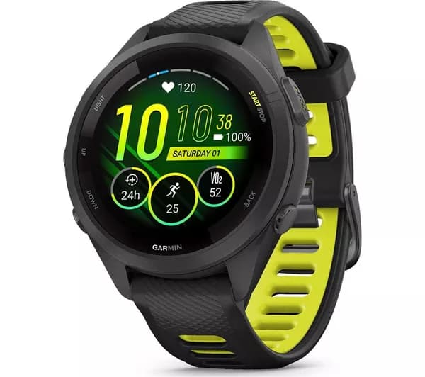 GARMIN Forerunner 265S Sports Watch - Black & Yellow, 42 mm